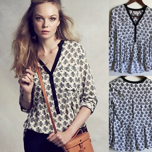 Anthropologie Tops - Anthropologie Vanessa Virginia Owl print top Sz 0
